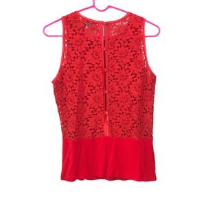Emanuel Ungaro Red Lace Sleeveless Blouse Size 10